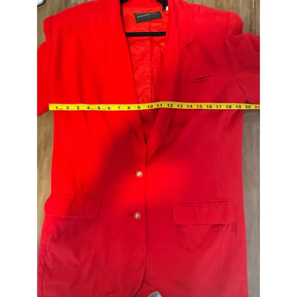 Vintage August Silk Oversized Blazer Red Silk Tomato Girl Bold Maximilist SZ 6 - Picture 7 of 7